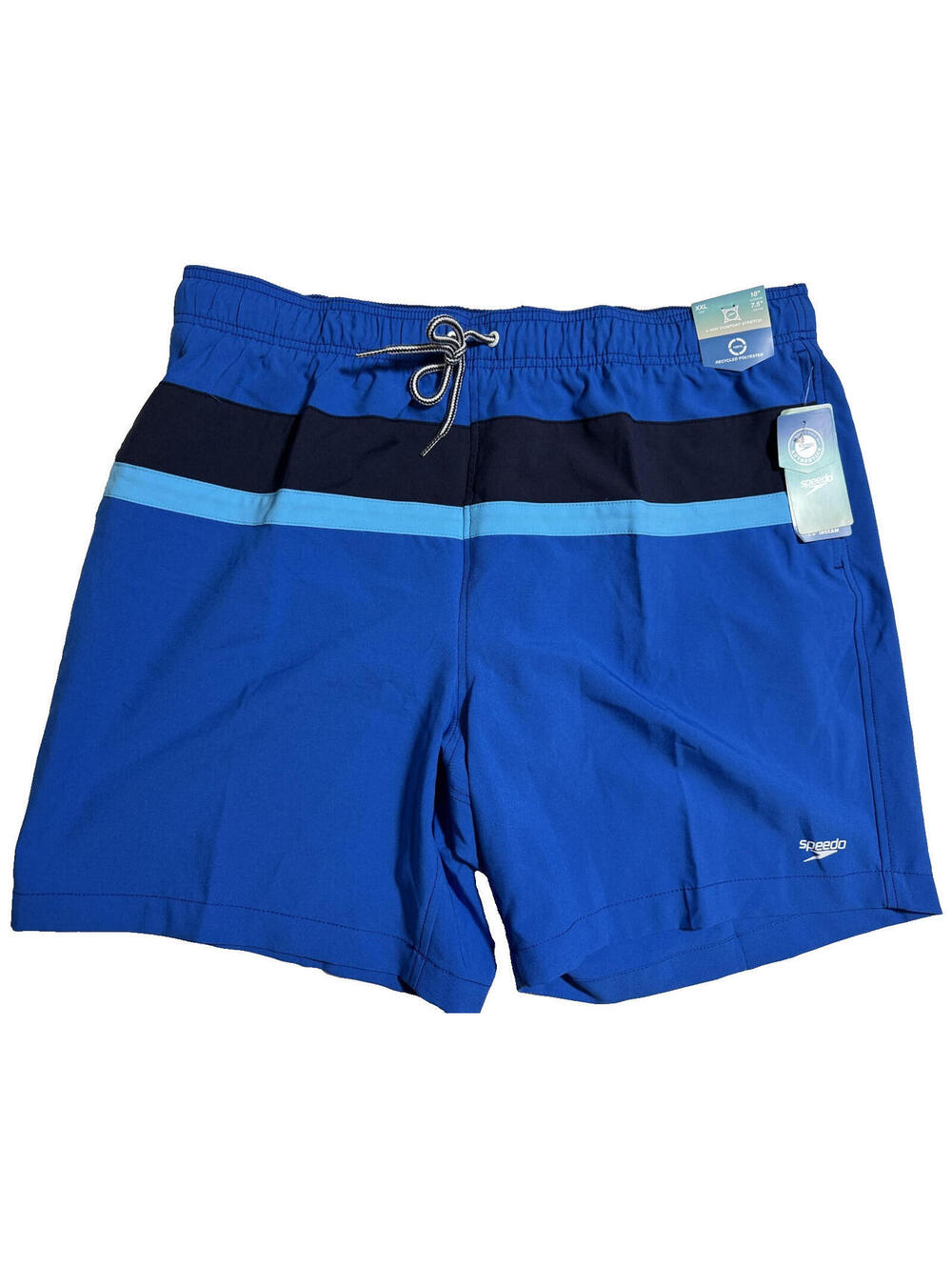 Speedo Blue Color Block Swim Trunks Shorts Lined UPF 50+ Mens L NWT NEW